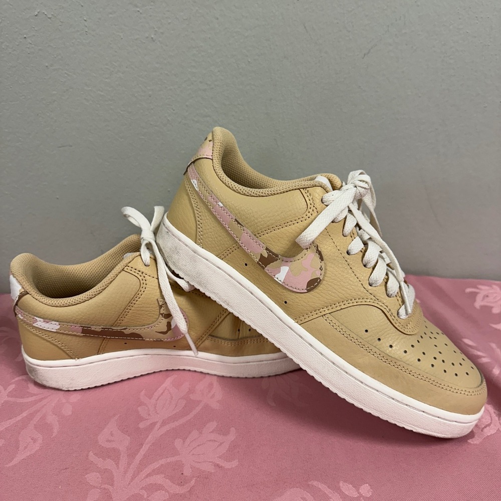 Nike Court Vision Low‎ Sesame Pink Camo Womens Sneakers DX3734-200 Size 7.5